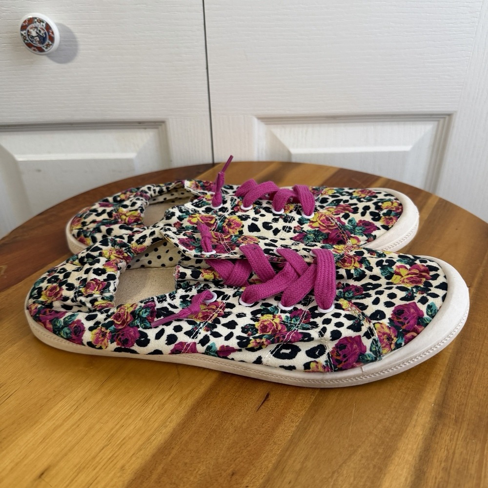 Torrid Betsey Johnson Leopard Floral Scrunch Back Slip On Shoes Size 10.5WW